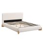 Elegant White Boucle Upholstered Bed with Solid Wood Frame – Queen