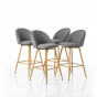Tabourets de comptoir modernes en tissu gris, Ensemble de 4