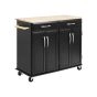 Wood Top Rolling Kitchen Trolley Island Cart