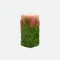 Unscented Wax Tulip Engraved Pillar Candle, Large - Assorted