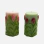 Unscented Wax Tulip Engraved Pillar Candle, Large - Assorted