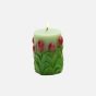 Unscented Wax Tulip Engraved Pillar Candle, Large - Assorted