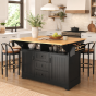 55.7" Drop-Leaf Kitchen Island with Power