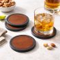 Set of 4 Acacia Wood Round Coasters by Final Touch