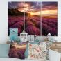 Toile « Sunrise & Dramatic Clouds Over Lavender Field IV » - 3 panneaux