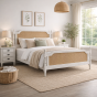 Lit queen en rotin traditionnel noyer antique