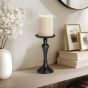 Torre & Tagus Aluminum Pillar Candle Holder, 7" - Black