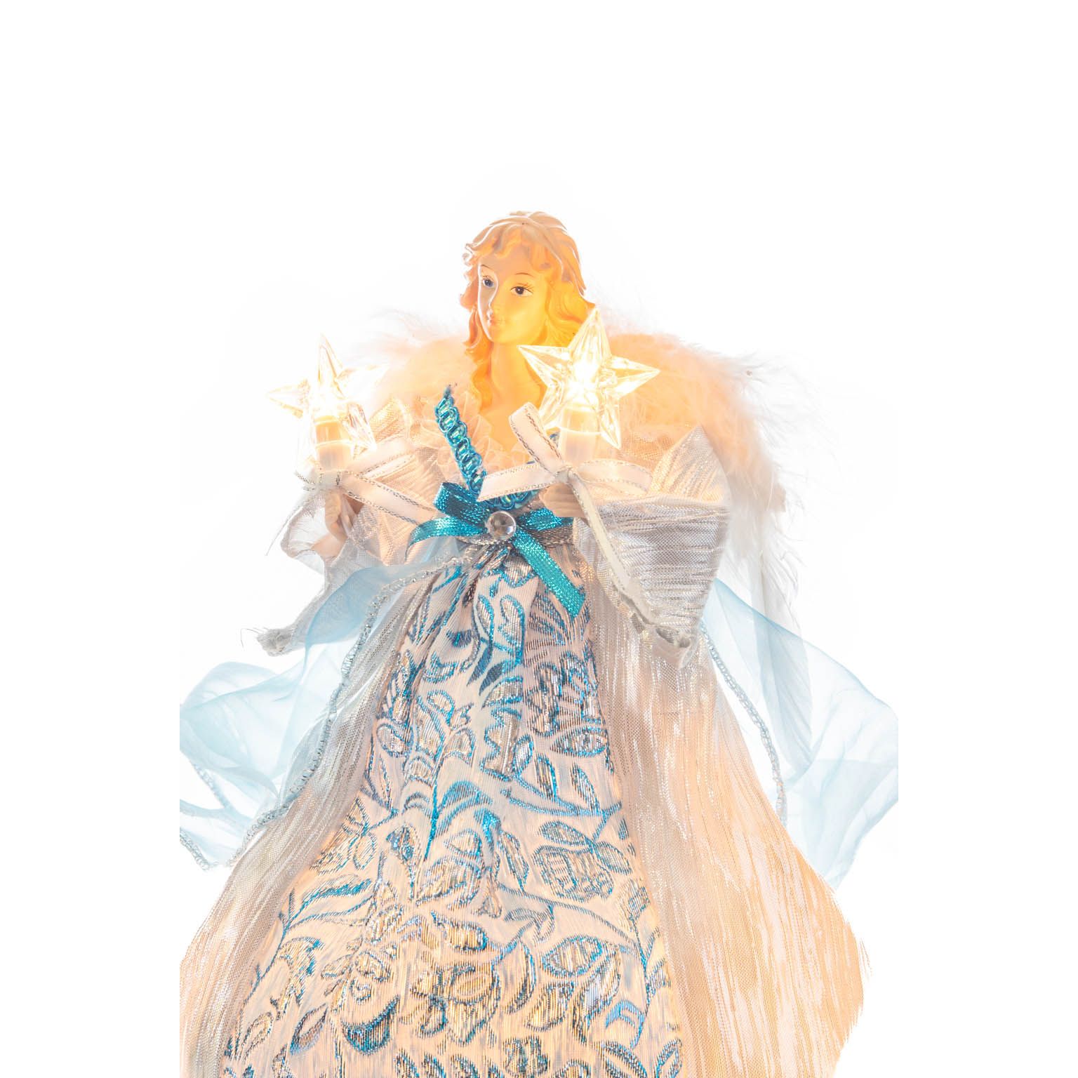 Cime de sapin ange DEL céruléen et argent