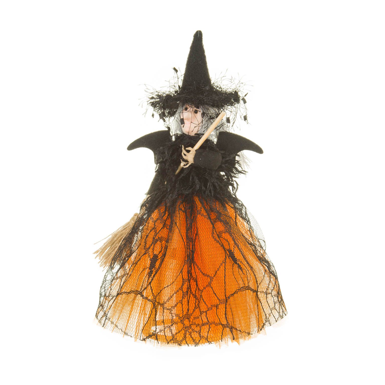 Figurines souriantes suspendues en tissu orange et noir avec ailes de chauve-souris, ensemble de 4