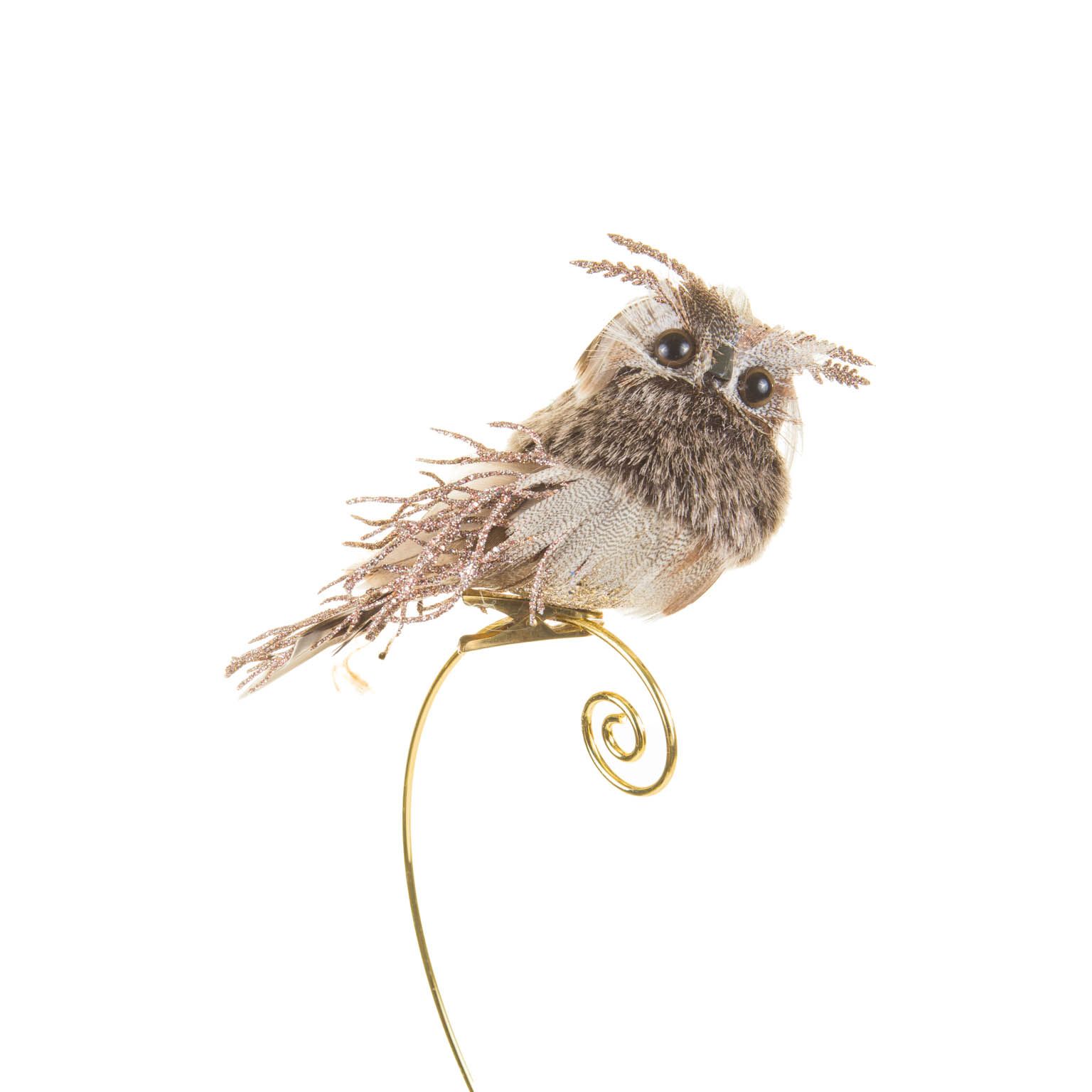 Clip-On Brown Great Horned Owl Ornaments, Pack of 6