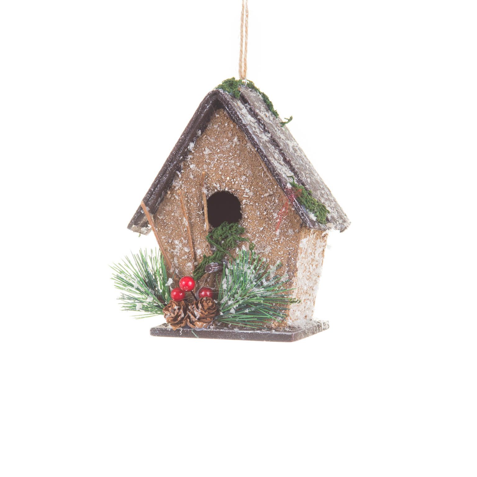 Nichoirs cabanes de Noël suspendus en bois brun, ensemble de 3