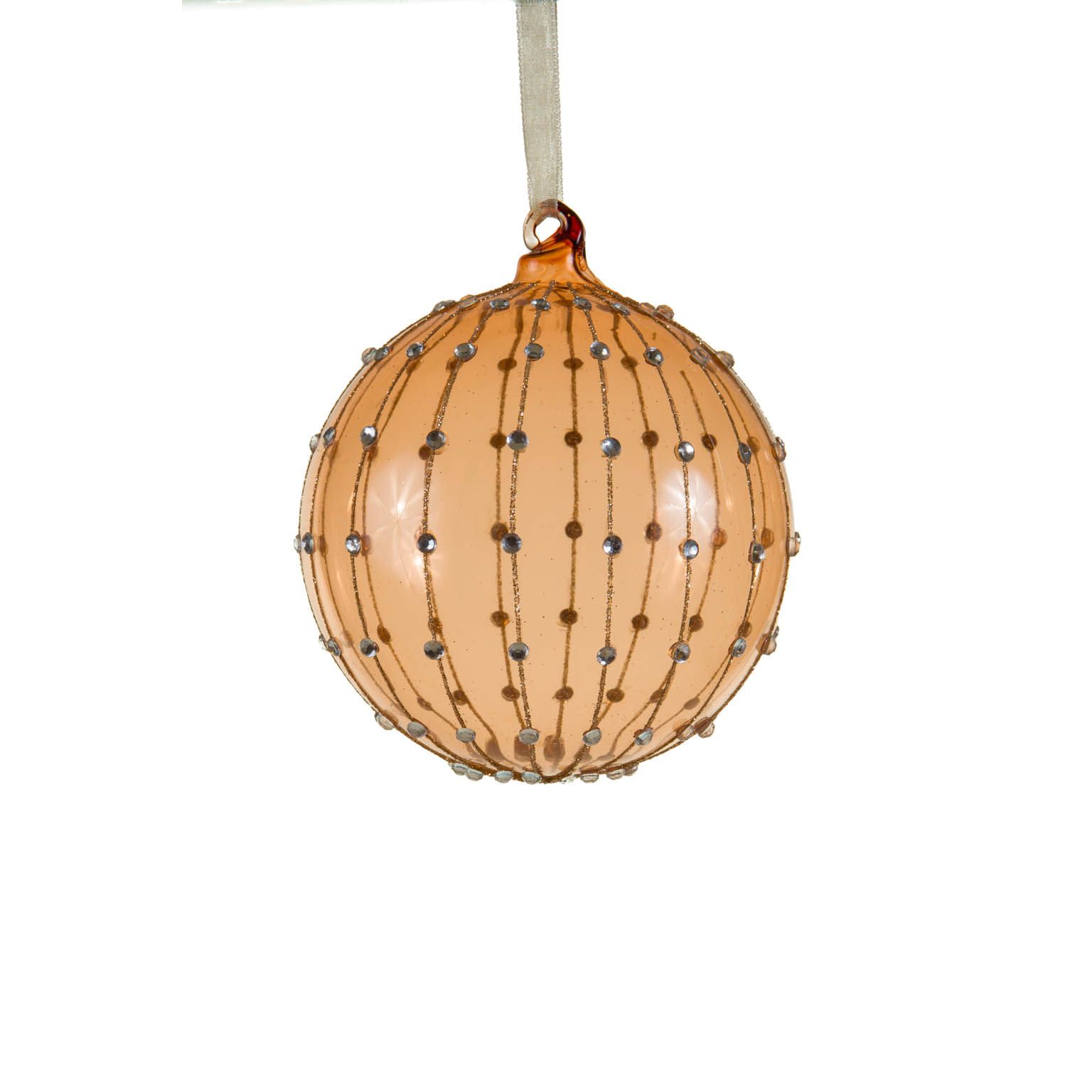 Ornements boules suspendus en verre rose, ensemble de 3