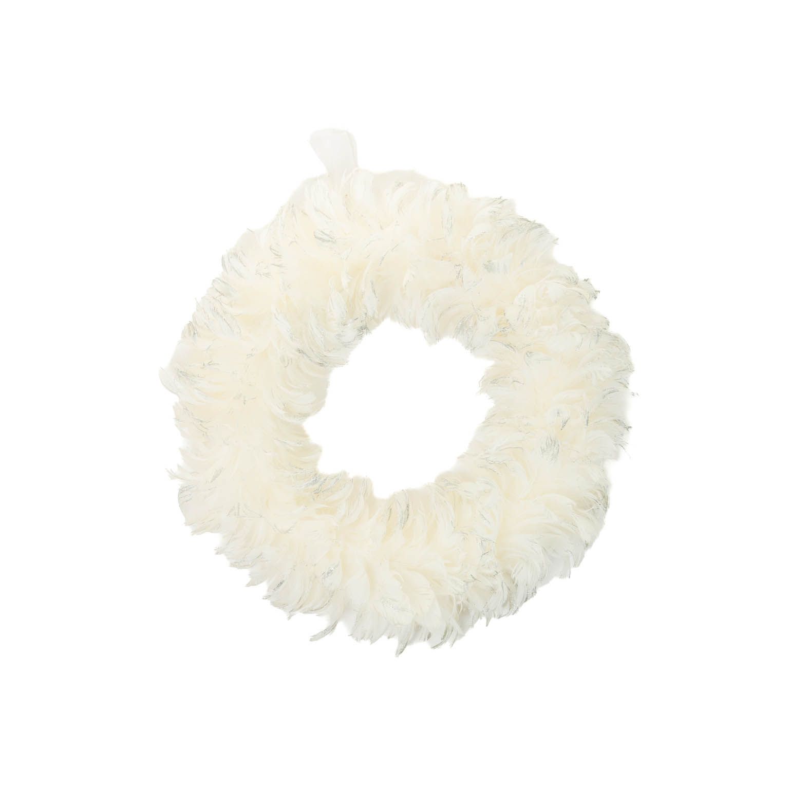 Hangable White Foam Feathery Wreath