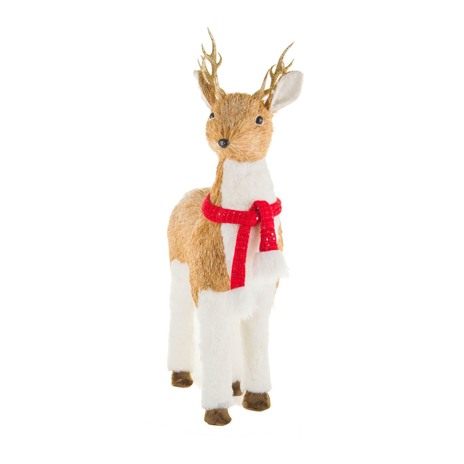 Figurines rennes suspendues en mousse blanche et brune avec écharpe