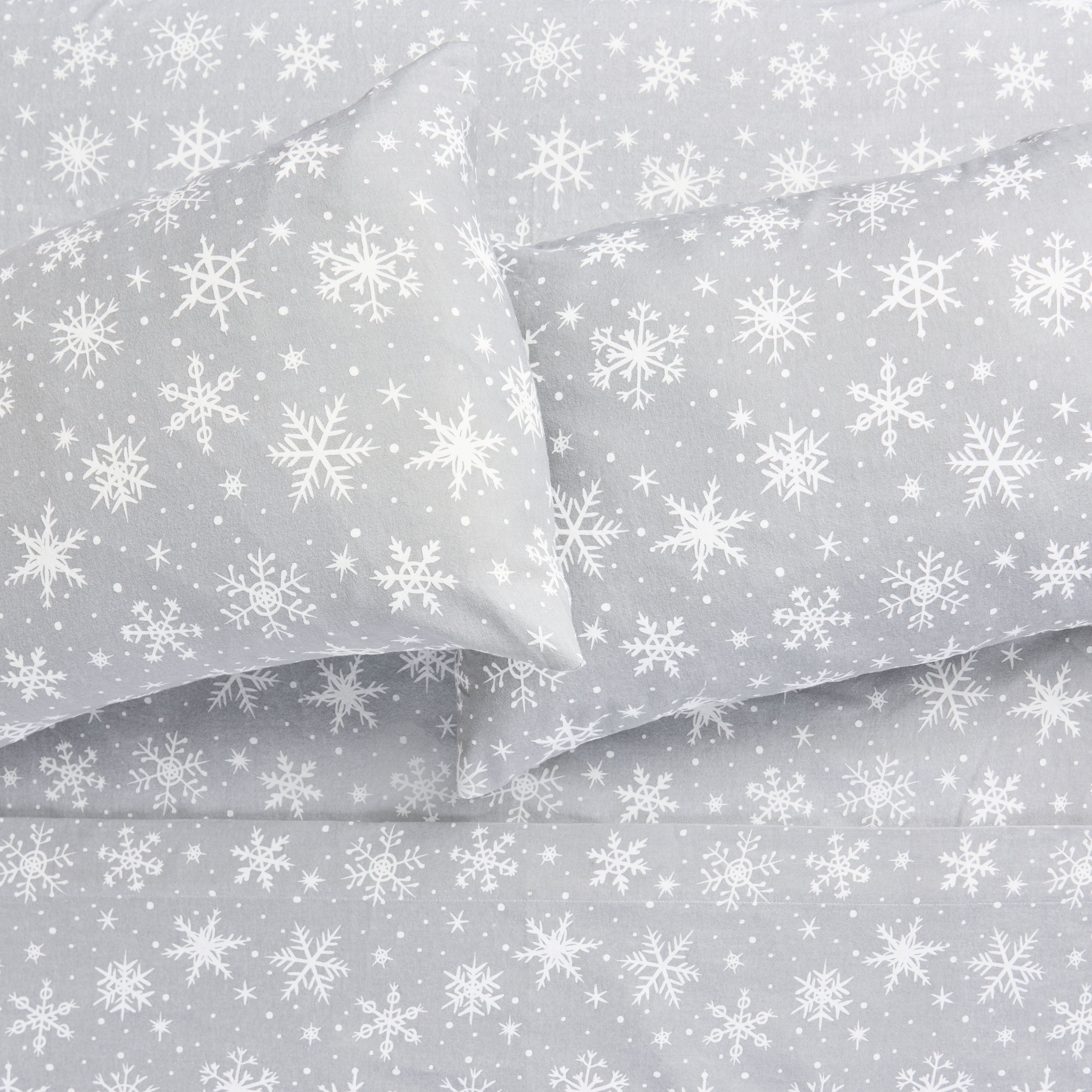 Snowflakes Flannel Sheet Set