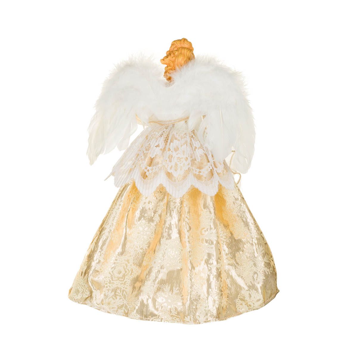 Gold and Ivory Fabric 10-Light Angel Tree Topper with Stars