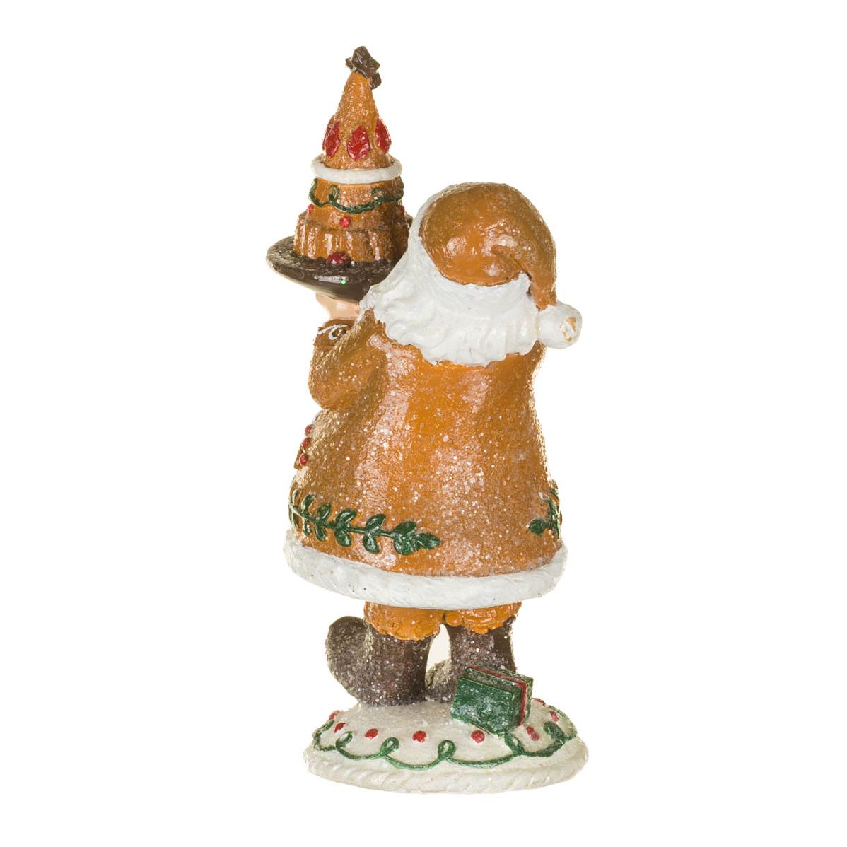 Sparkly Brown and White Resin Cookie Santa Claus Figurine, Pack of 3