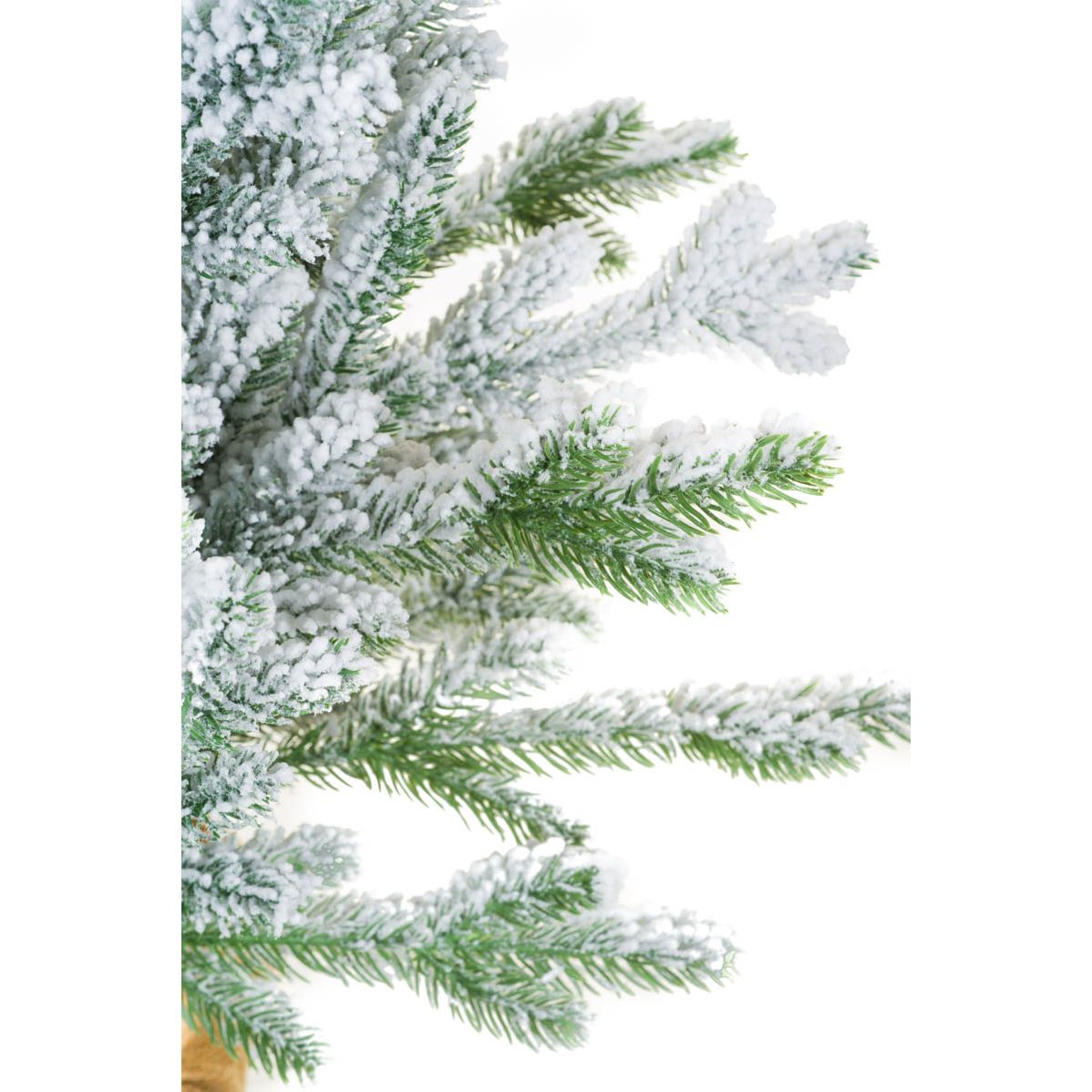 Sapin de table floqué épicéa norvégien blanc et vert en plastique