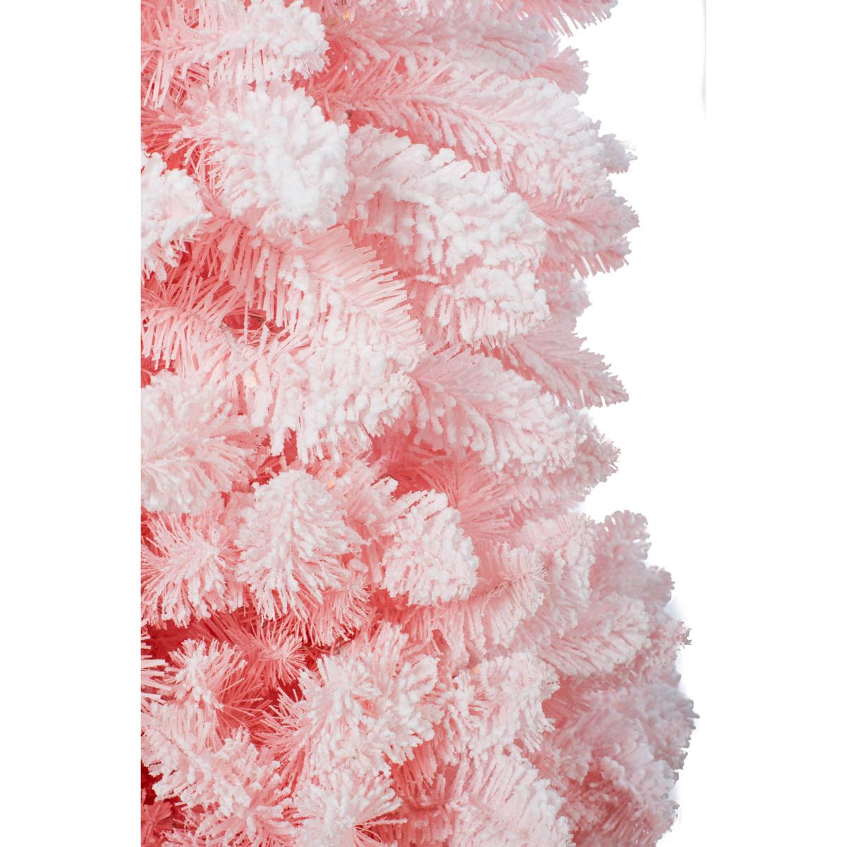 Flocked Pink Plastic Fir Warm White LED Tree with Metal Base