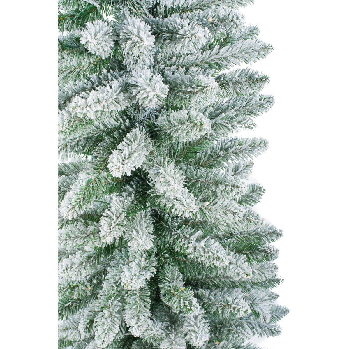 Sapin Douglas vert forêt floqué en plastique avec DEL blanc chaud et base en métal