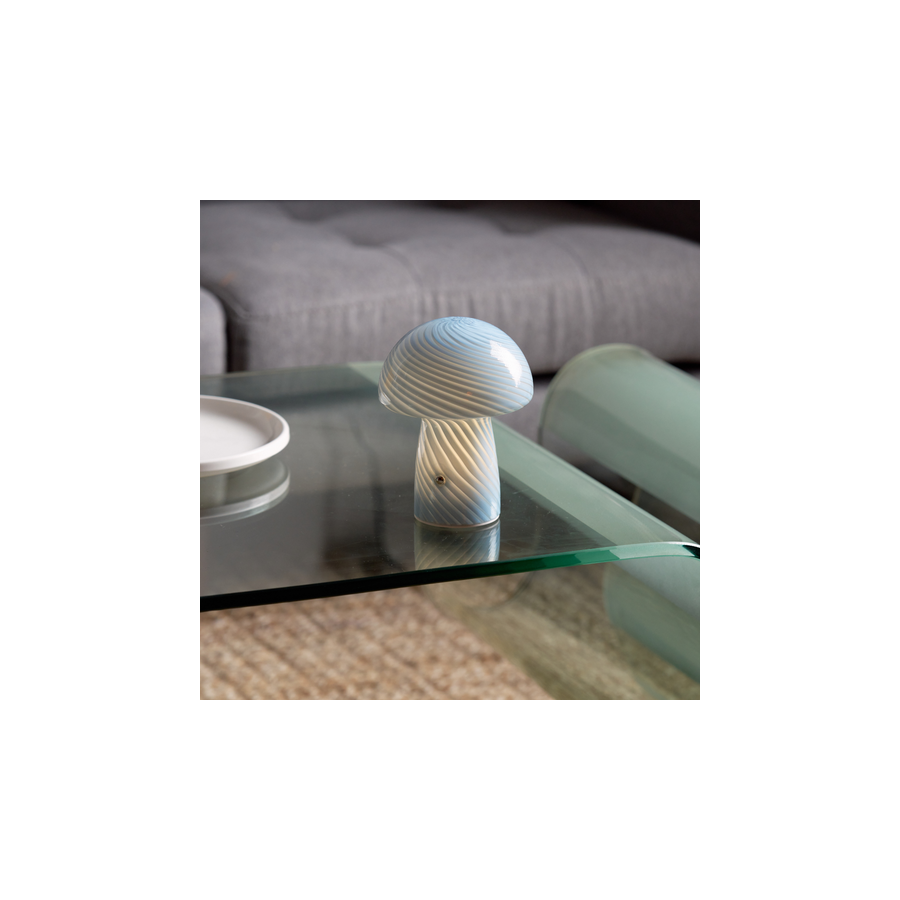 Humber Mini Cordless Glass Mushroom Lamp - Blue
