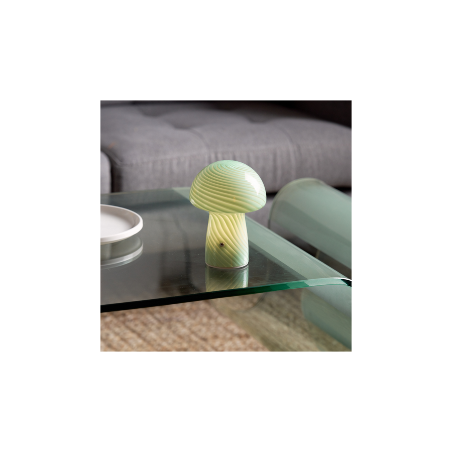 Humber Mini Cordless Glass Mushroom Lamp - Green