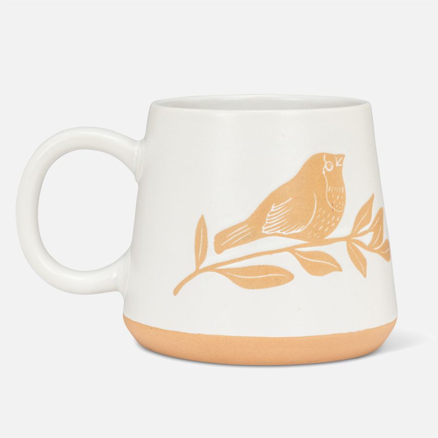Wide Base Mug With birds - 14oz