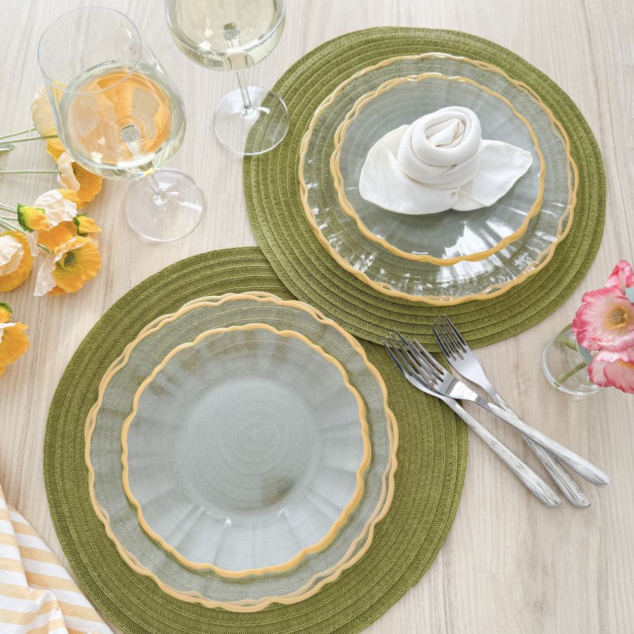 Elegance Yellow Rim Dessert Plate - 21cm