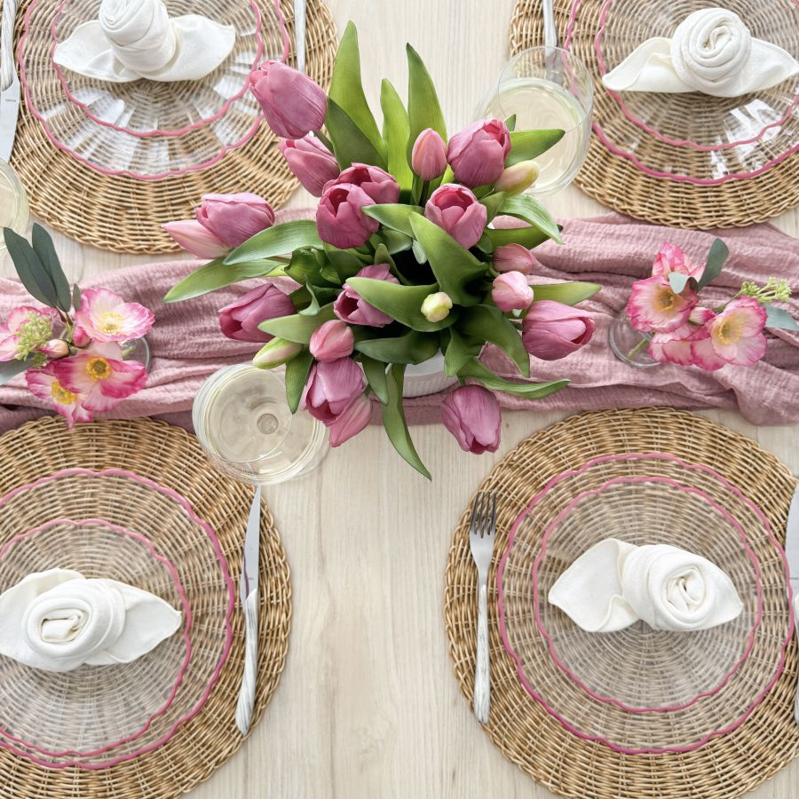 Elegance Pink Rim Dessert Plat - 21cm