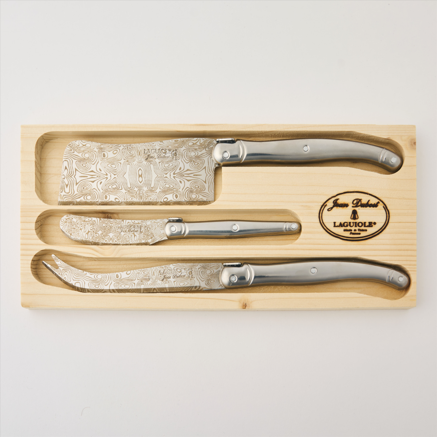 Jean Dubost Laguiole Decor Damas Cheese Knives Set, 3 pieces