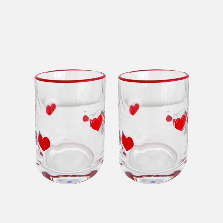JS Gourmet DOF Glasses with heart icon, Set of 2