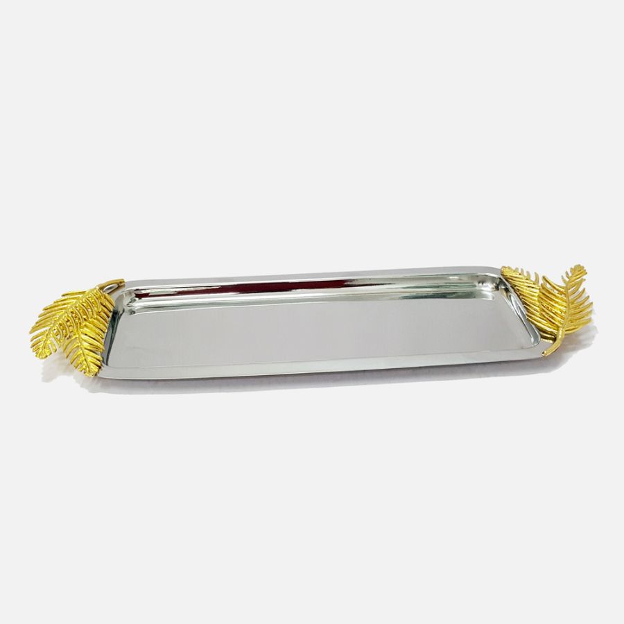 Elegance Gold Fern Rectangular Tray