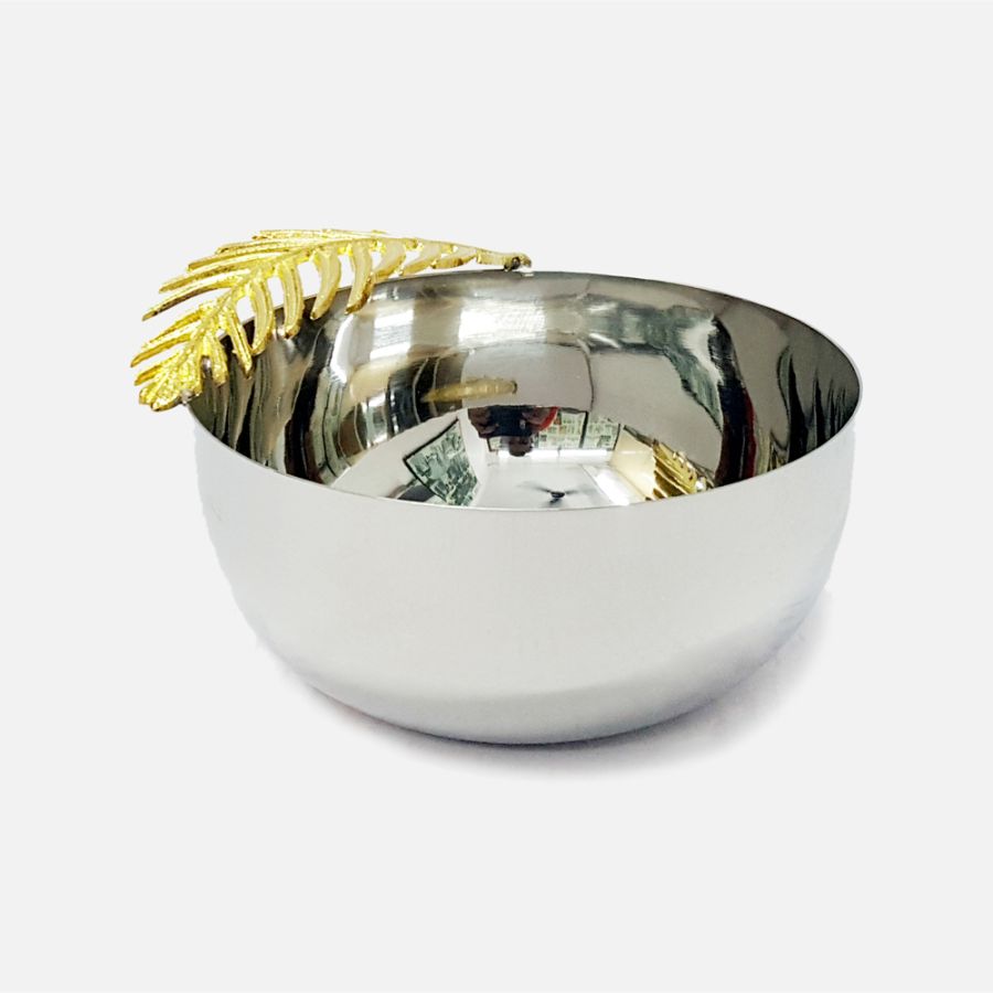 Elegance Gold Fern Round Bowl