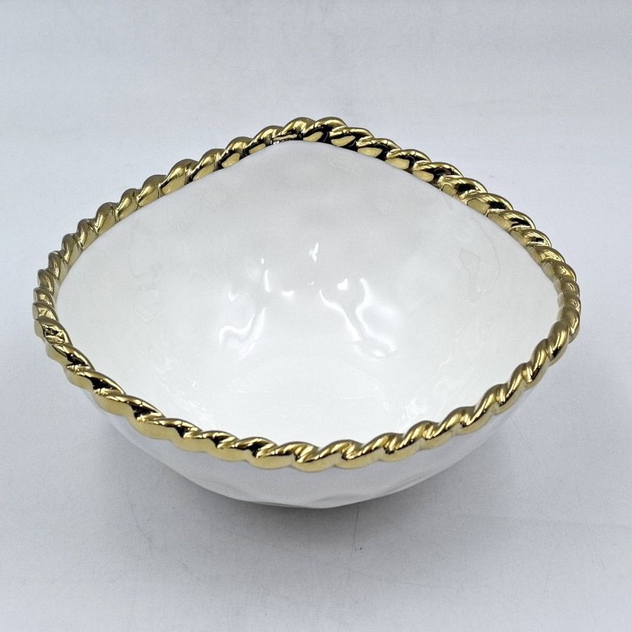 Elegance Gold Bead Medium Snack Bowl - 6.5"