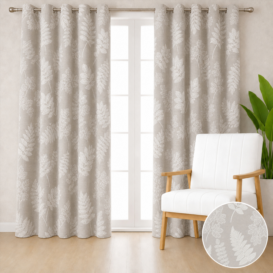 Limoges Jacquard Grommet Curtain - Grey