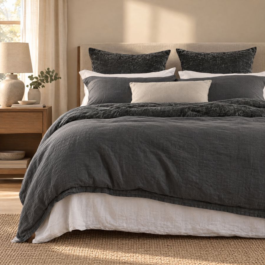 Linen Stone Wash Duvet Cover - Charcoal