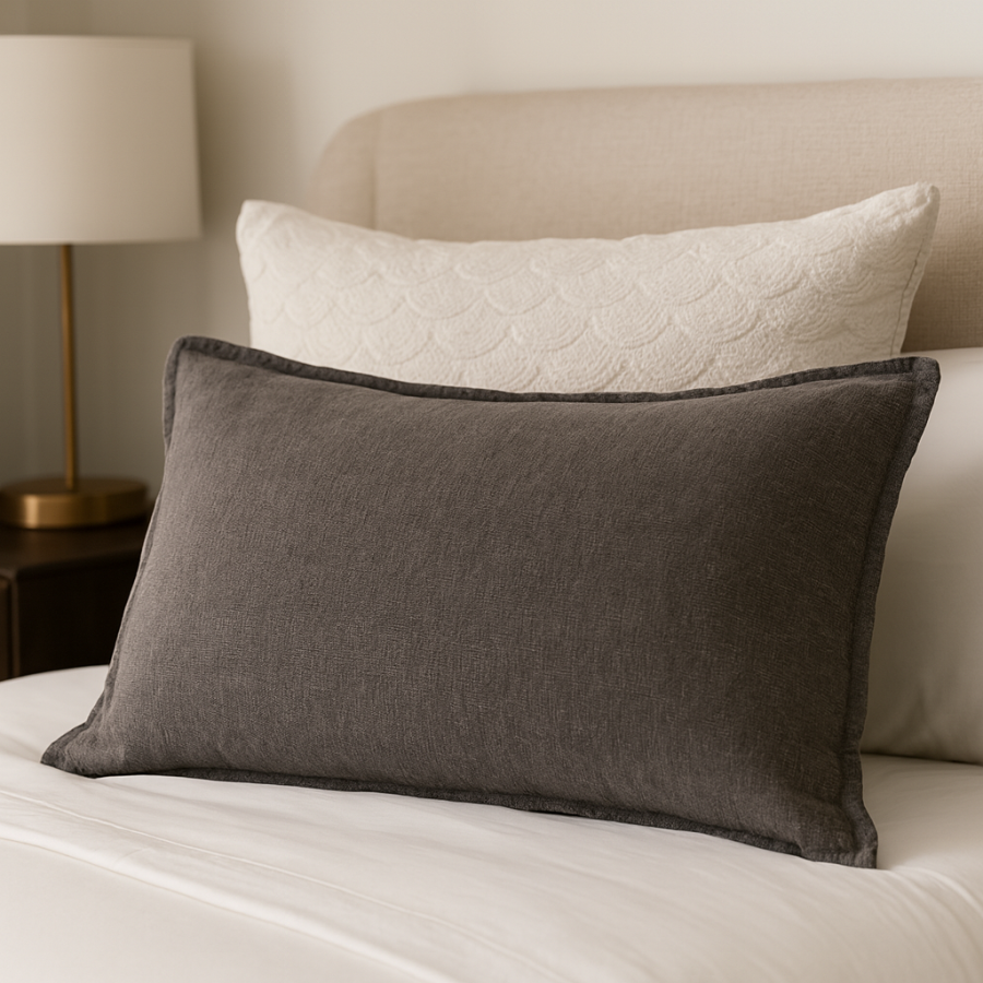 Linen Stone Wash  Pillow Sham - Charcoal