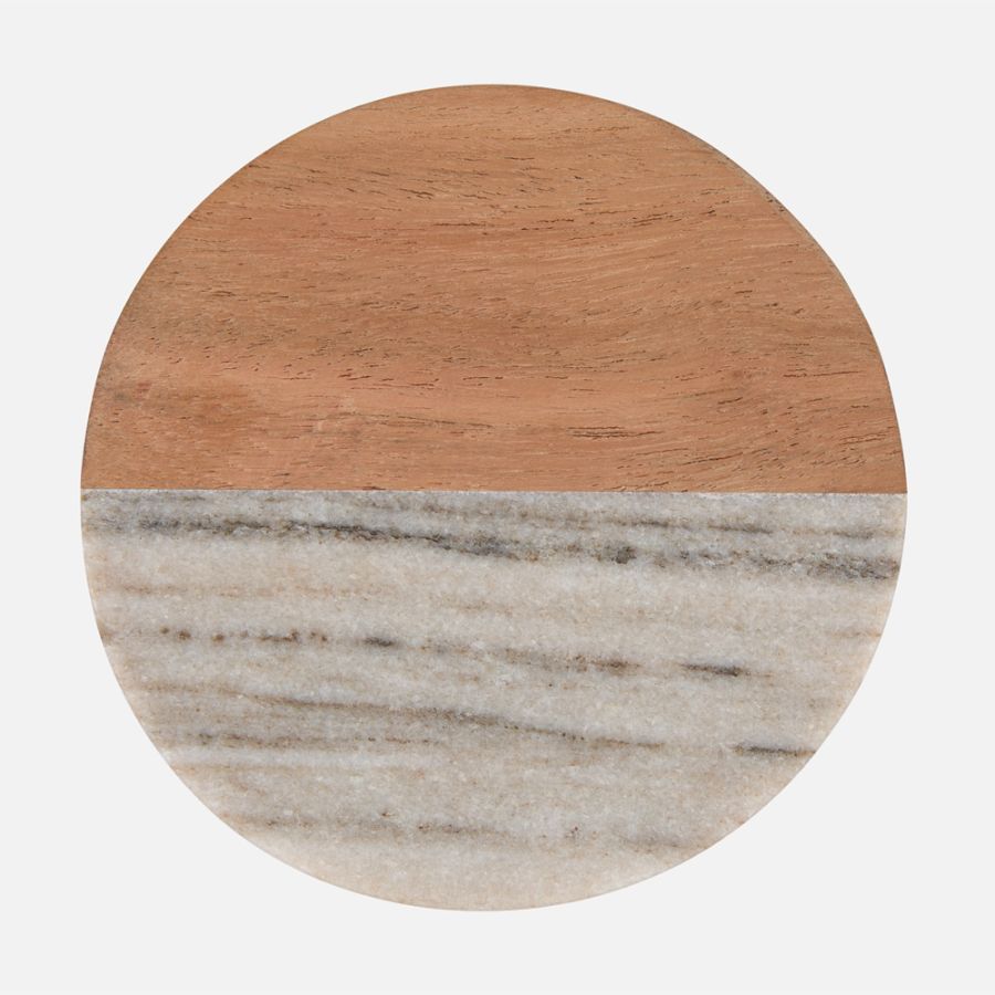 Maxwell & Williams Round Marble & Acacia Coaster, 10cm 