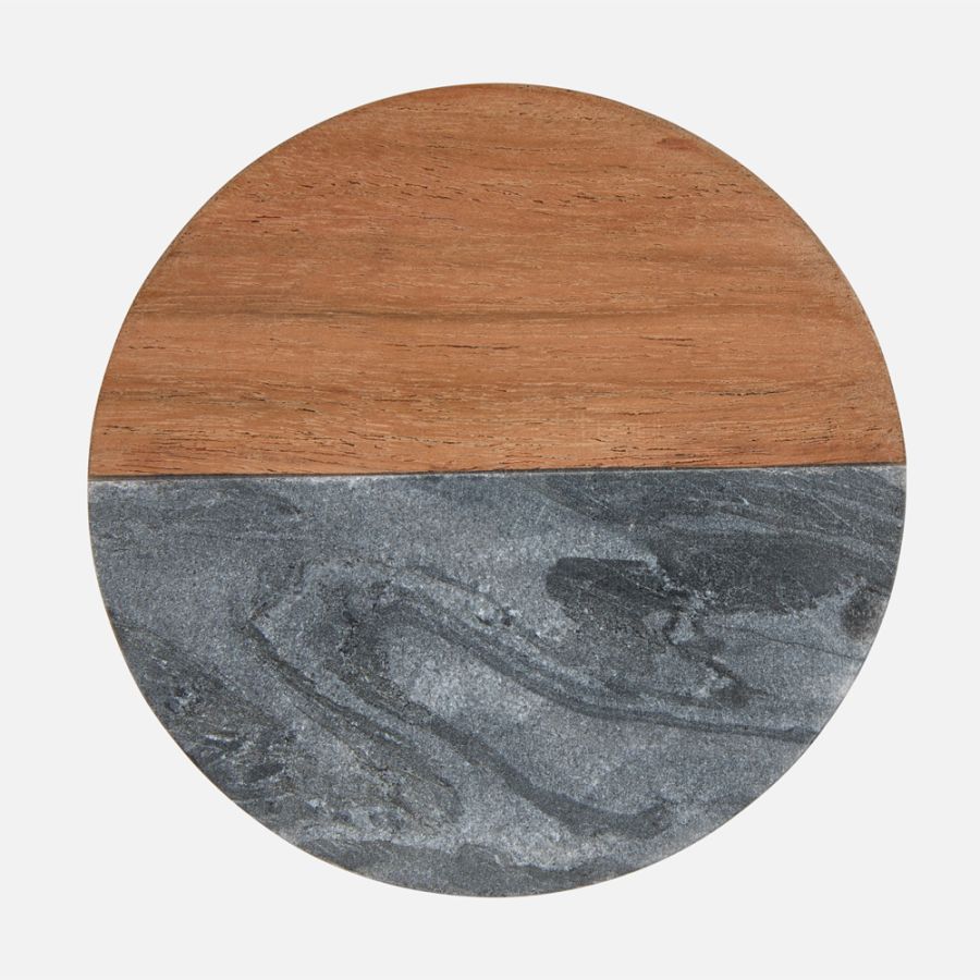 Maxwell & Williams Scallop Marble Coaster 11.5 cm - Charcoal and Wood