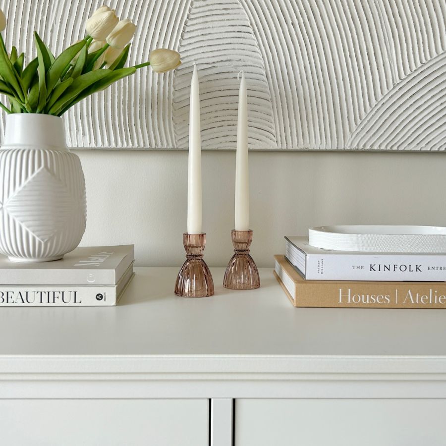 Olivia Transparent Glass Candle Holder by Torre & Tagus - Champage