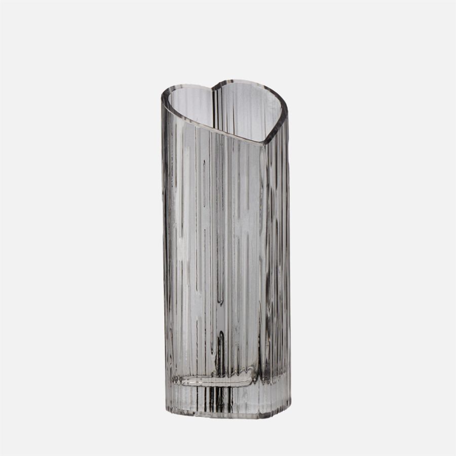 Heart Shape Glass Vase 8.5" - Smoke