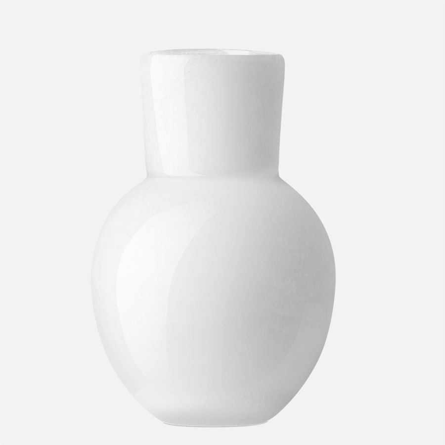 Opaque Flared Ball Glass Vase 6" - White
