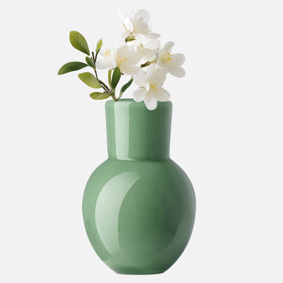 Opaque Flared Ball Glass Vase 6" - Green