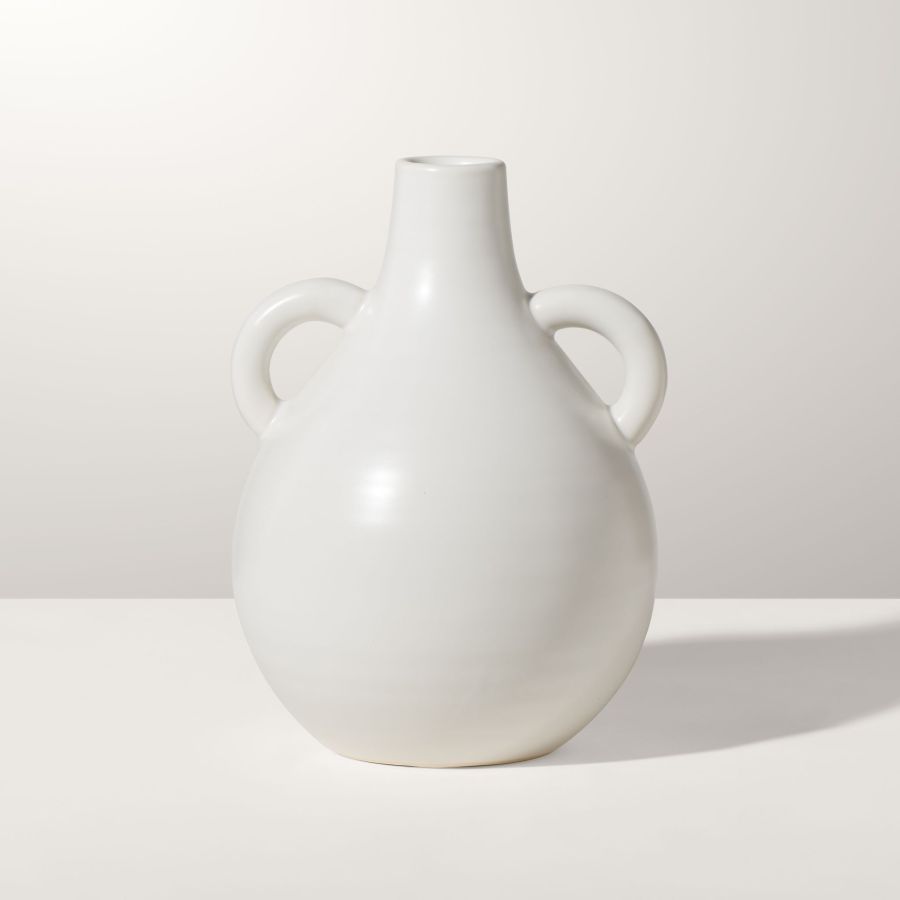 Torre & Tagus Capri Double Handle Vase, 7" - White