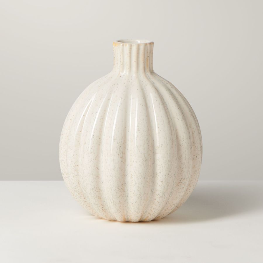 Torre & Tagus Allium Gourd Vase - 5", White Glaze