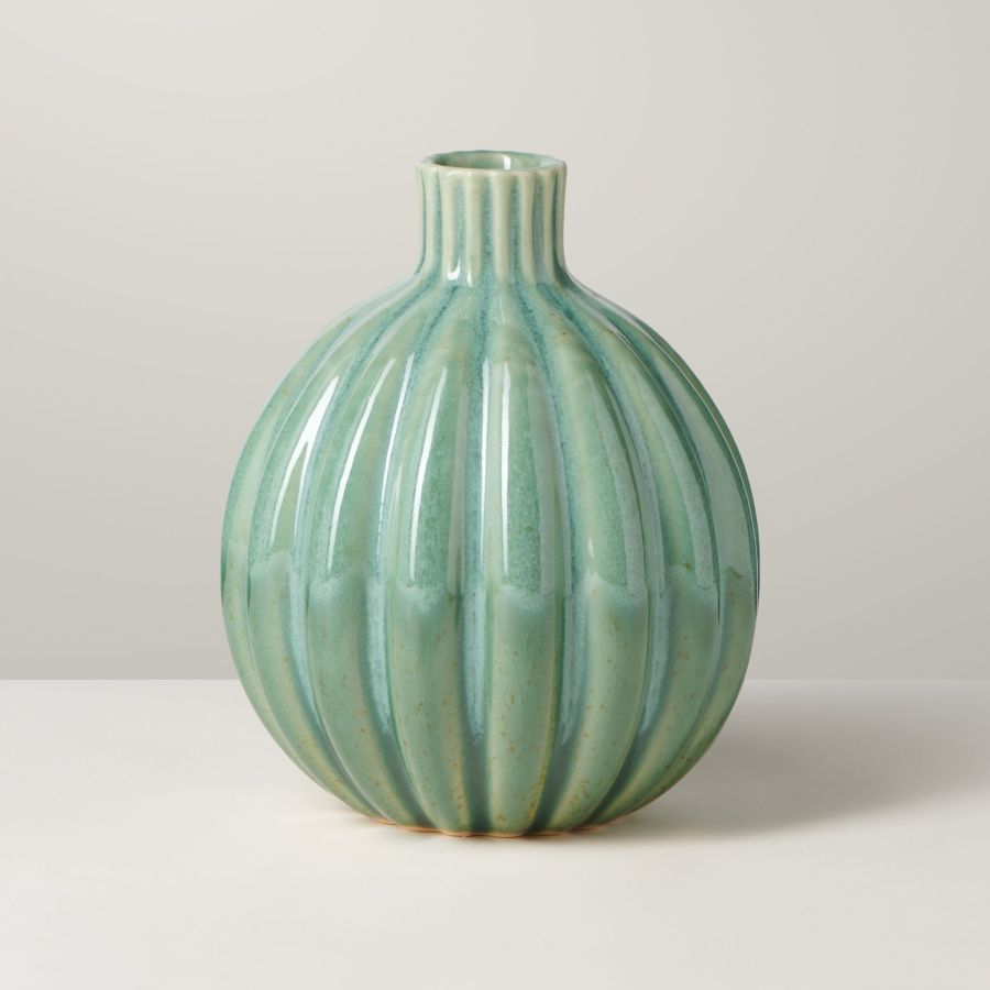 Torre & Tagus Allium Gourd Vase - 5", Green Glaze