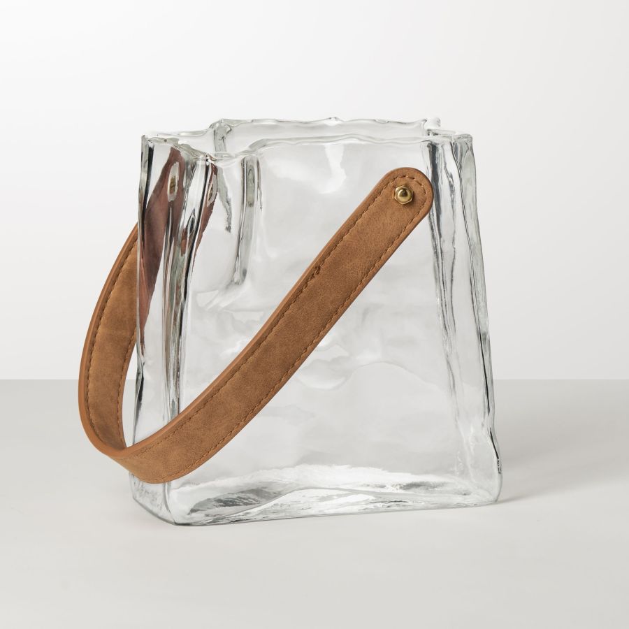 Clear Glass Handbag Vase by Torre & Tagus