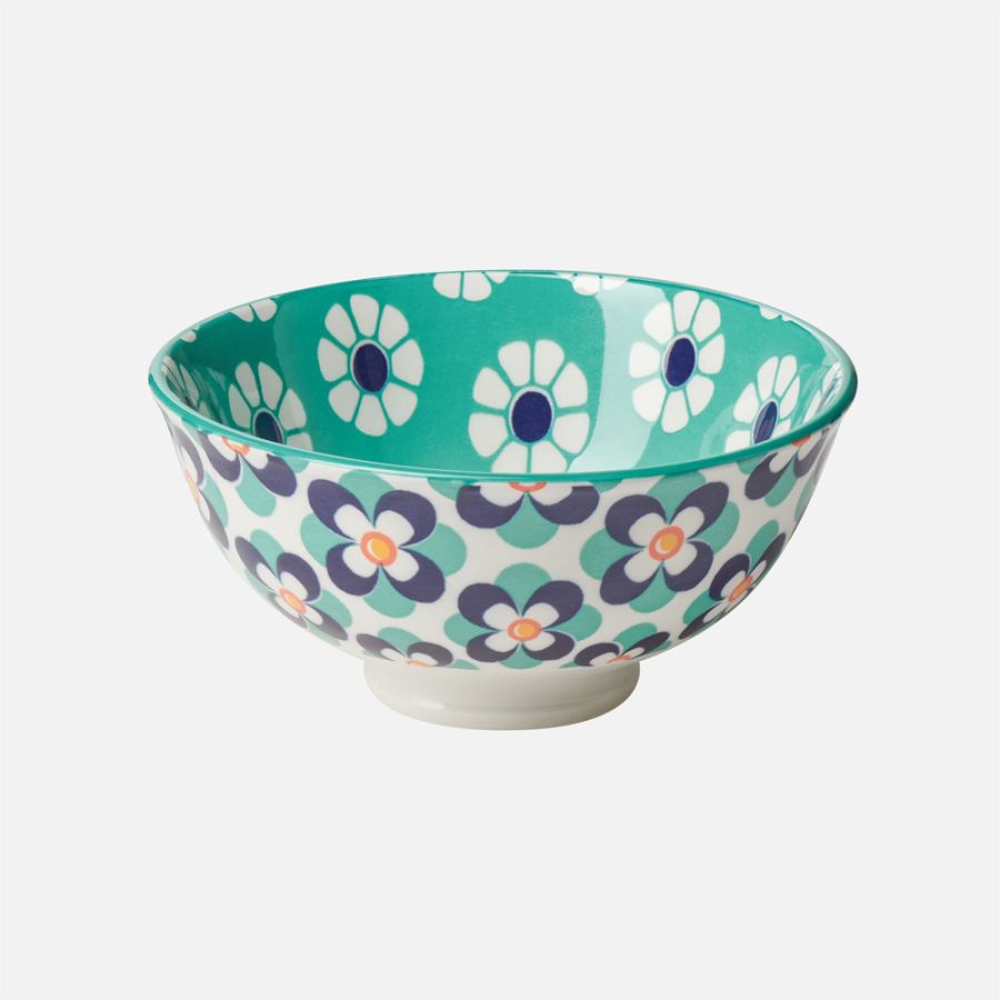 Kiri Bowl Teal/Blue Daisy - 4.5"