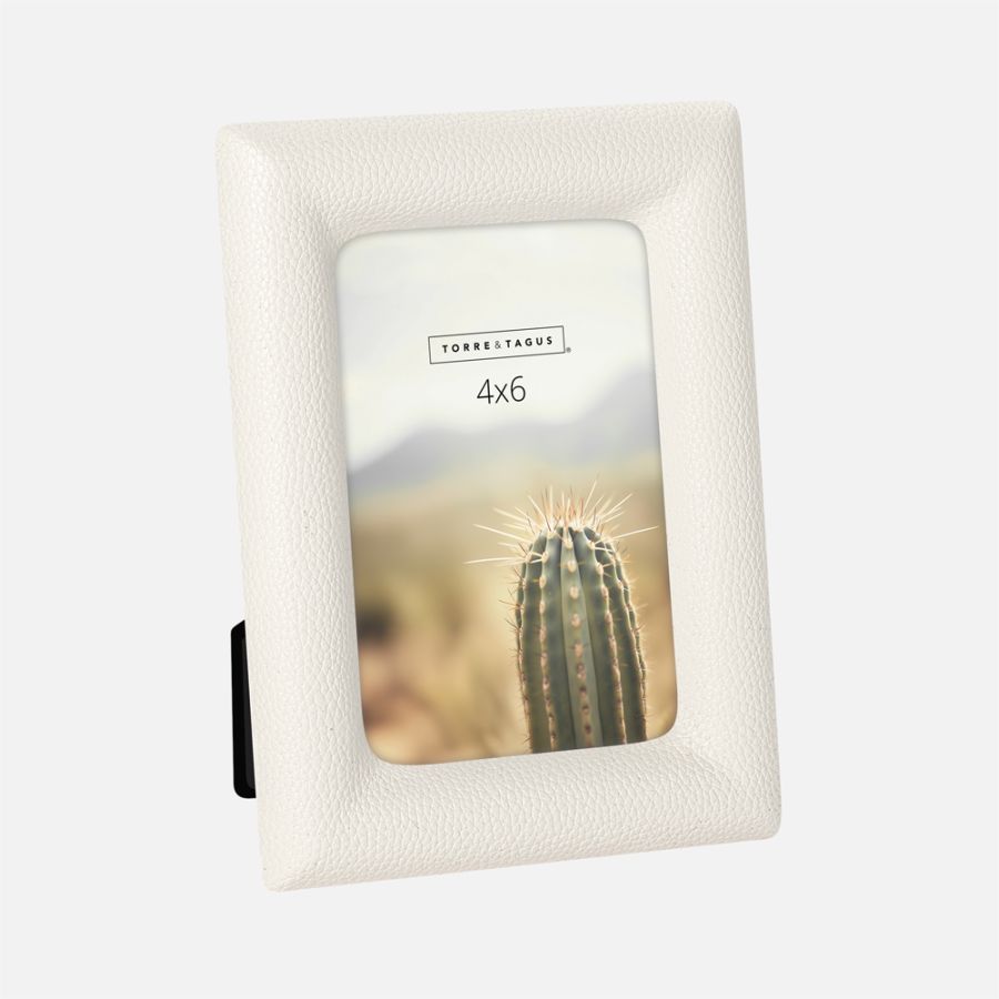Torre & Tagus Alda Photo Frame, Leather Cream - 4 x 6"