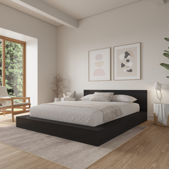 Kyle Low Platform Bed Set - Black Karisma